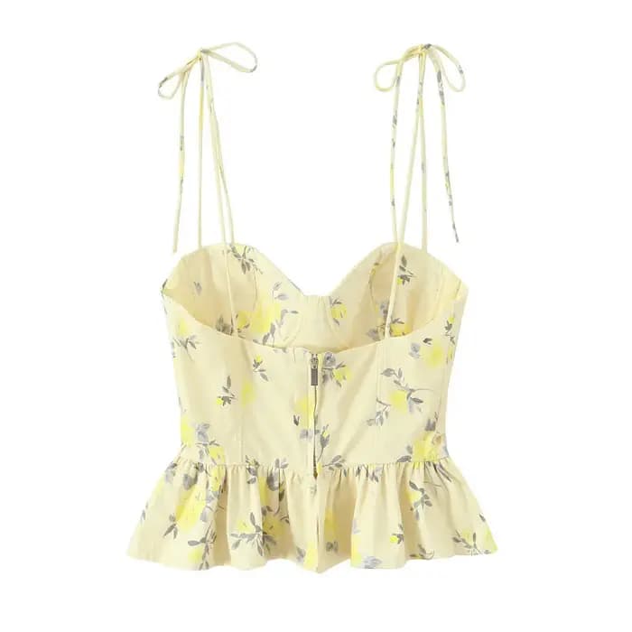 Débardeur court à imprimé floral doux style américain