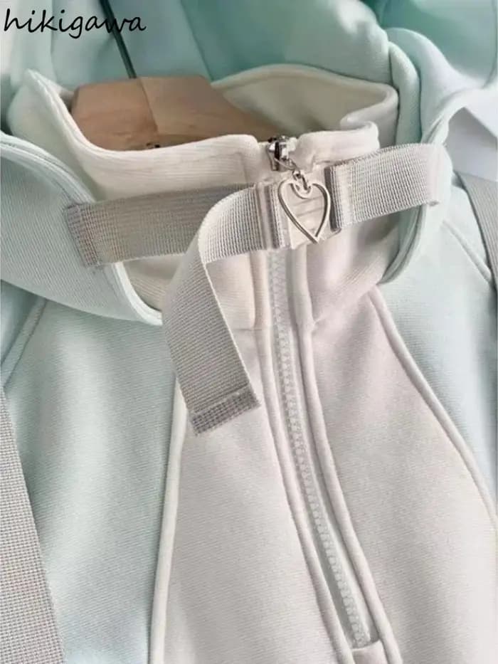 Sweat-shirt à capuche surdimensionné japonais pour femmes, Streetwear de couleur contrastée, Chic et doux, décontracté, Y2k, 2025