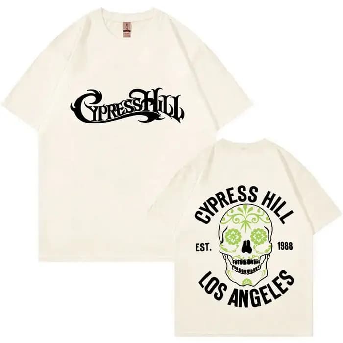 T-shirts graphiques double face Cypress Hill Skeleton pour hommes, t-shirt oversize hip hop, tendanc