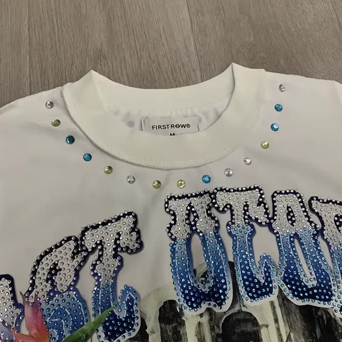 T-shirt coloré avec strass FIRST ROW pour hommes et femmes