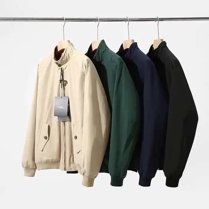 Blouson Aviateur Rétro Américain Style Tough Guy Harrington Printemps Automne Couleur Unie Polyvalent Col Montant Triple Protection