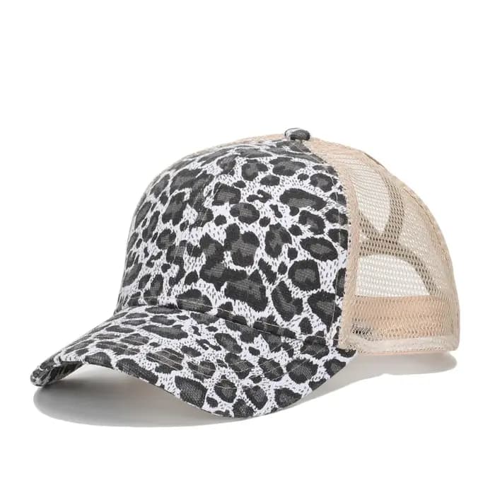 Nouvelle casquette de baseball européenne à imprimé léopard pour queue de cheval haute - Chapeau de soleil camouflage