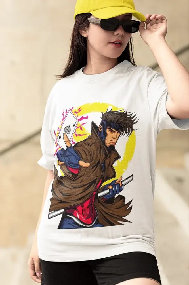 Gambit Card Trick T-Shirt x-men pour hommes, chemise unisexe grise, toutes tailles