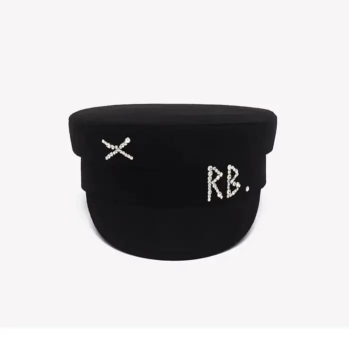 Casquettes gavroche en laine pour femmes, casquette plate avec lettre en diamant, chapeau de bureau