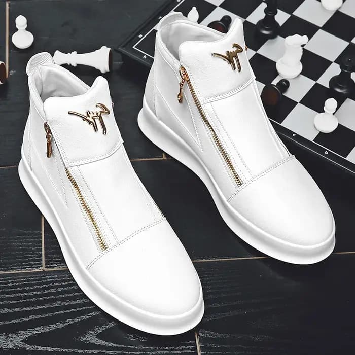 Marque de mode hommes baskets hautes offre spéciale plate-forme blanche chaussures décontractées