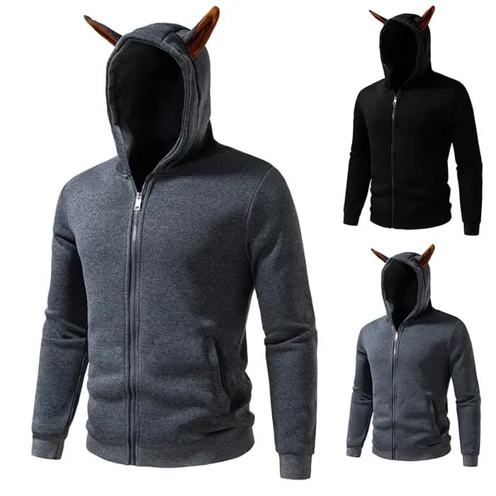 Sweat à capuche brillant pour hommes, fermeture éclair, Hip-Hop, oreille de chien, Design Cool, veste à capuche, H257