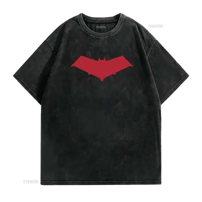 T-shirt unisexe Red Hood Symbol Jason Todd noir vintage délavé pour homme