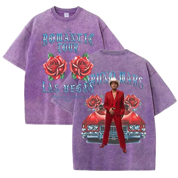 T-shirt vintage délavé Bruno Mars The Romantic Tour Las Vegas 2026