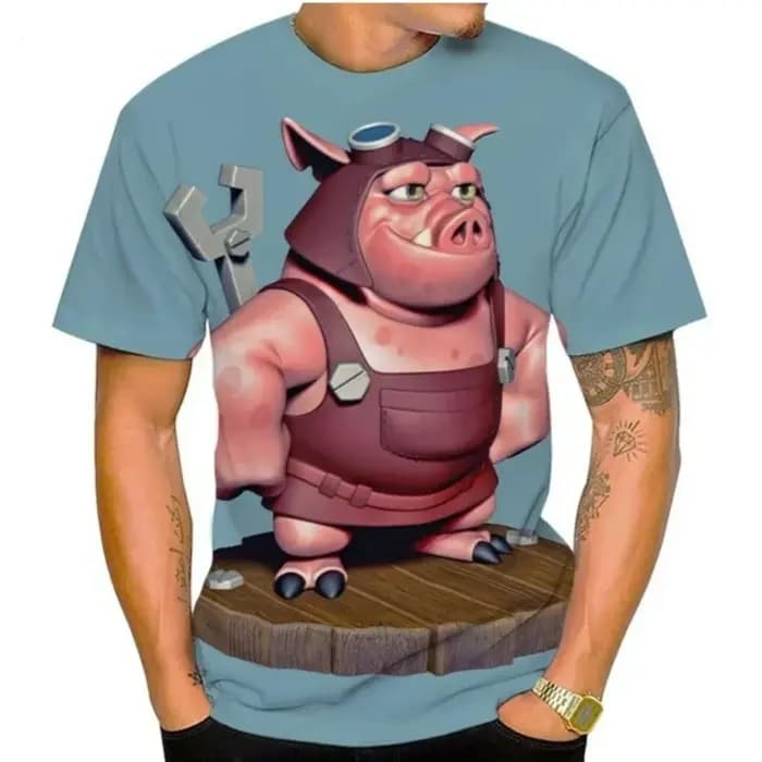 T-shirt graphique imprimé en 3D pour hommes