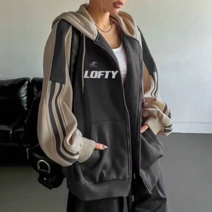 Sweat-shirt à capuche américain rétro bloquant la couleur pour hommes et femmes