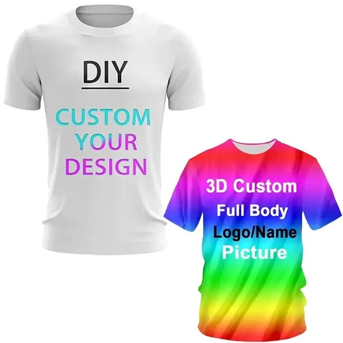 Bricolage T-shirt personnalisé pour hommes vêtements mode impression 3D tout couvert Logo