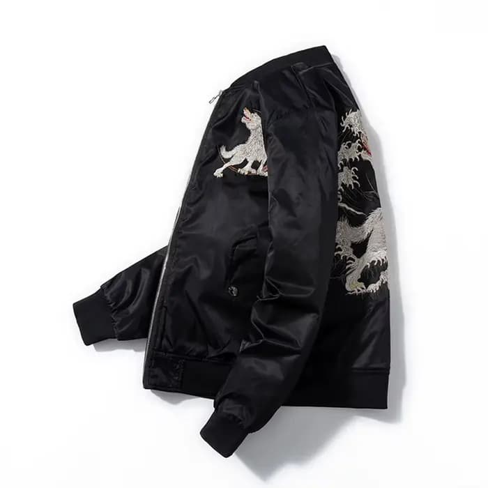 Veste brodée loup pour homme