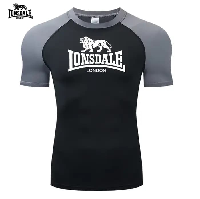 LONSDALE haut de course deux tons hommes T-shirts imprimés sous-vêtements de sport serrés séchage rapide T-shirt
