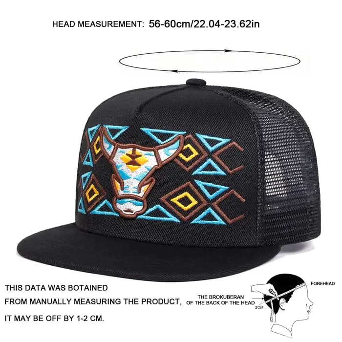 Casquettes de baseball unisexe avec broderie tête de bœuf