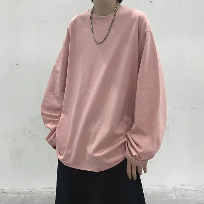 2025 nouveau T-Shirt en coton de couleur unie à manches longues coupe ample grande taille