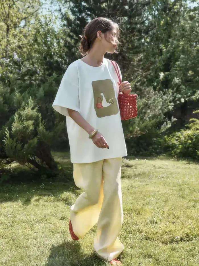 T-shirt blanc en coton pour femme