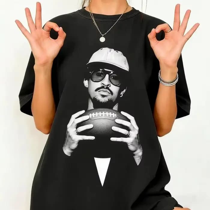T-shirt unisexe en coton à motif Bad Bunny & Super Bowl Rugby