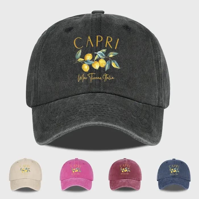 Casquette de baseball vintage délavée avec motif citron