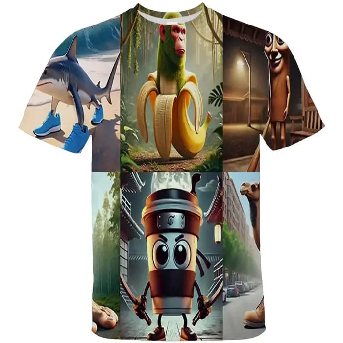 Nouveau Brr Brr Patapim T-shirt drôle italien Brainrot Meme graphique