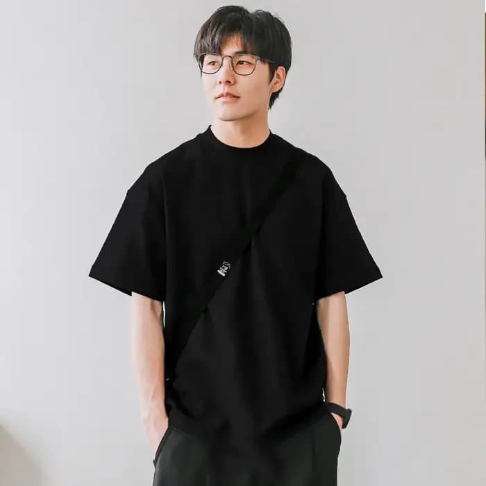T-shirts à col petit hommes 350gsm coton couleur unie homme T-shirt à manches courtes printemps été