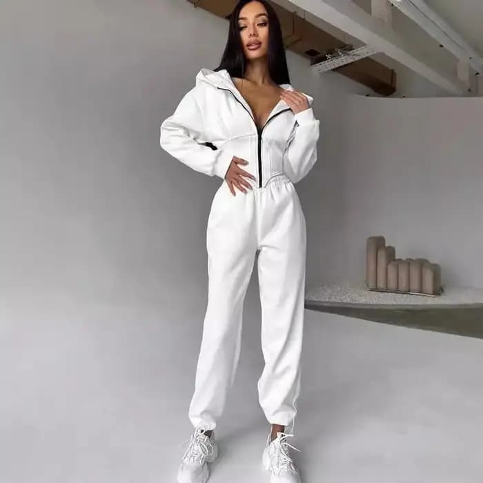 Ensemble 2 pièces sweat à capuche avec fermeture éclair