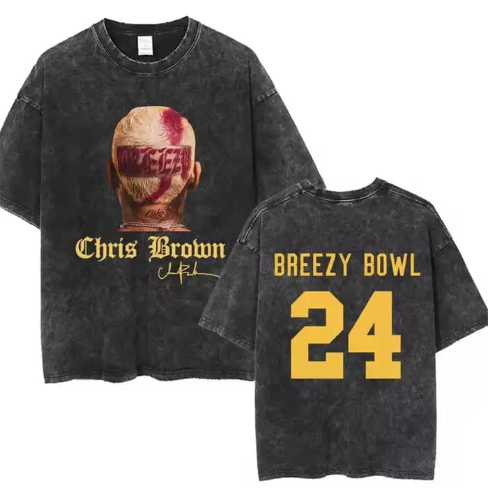 Chris Brown Breezy Bowl XX Concert coton t-shirt Tour lavé
