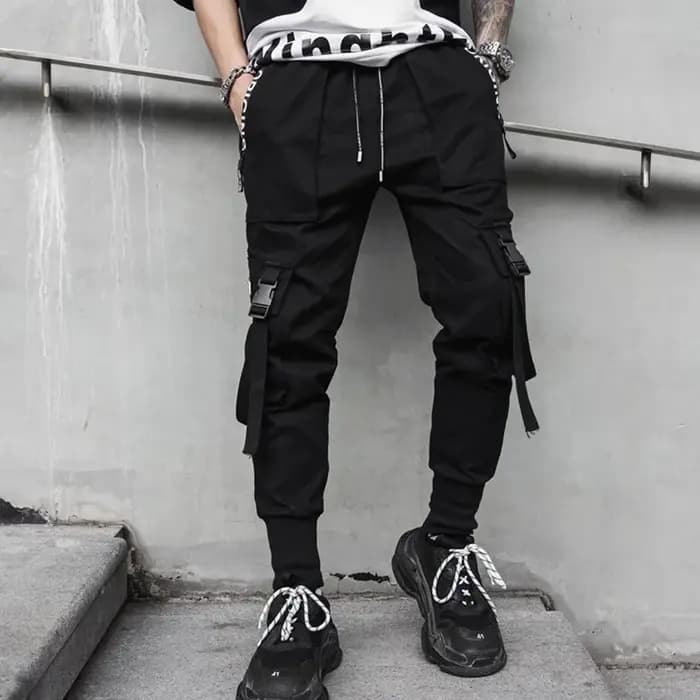 ARENS Hip Hop Joggers pantalon hommes Harajuku Streetwear rubans