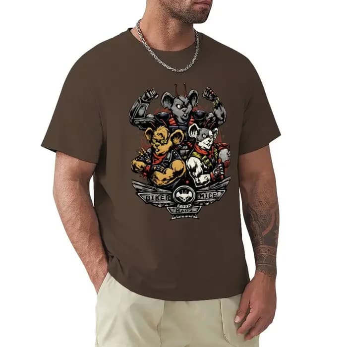 T-shirt en coton avec souris de motard pour hommes