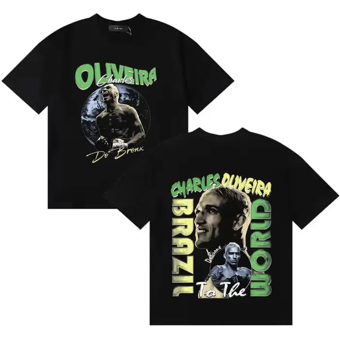 Charles Oliveira – T-shirt imprimé graphique pour hommes et femmes, vêtements Harajuku en pur coton,