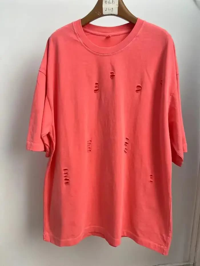 T-Shirt manches courtes col ras du cou déchiré pour hommes et femmes