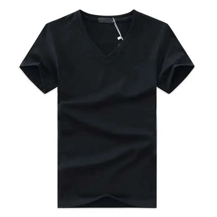 T-Shirt à Manches Courtes et Col en V pour Homme, Vêtement Décontracté en Coton, de Couleur Unie, de