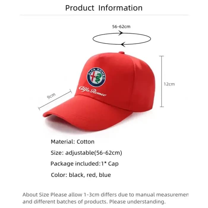 Casquette de Baseball unisexe décontractée, casquette de Baseball unie, chapeaux réglables à fermeture à pression pour Alfa Romeo giulia stelvio giulietta 159 147 156, accessoire