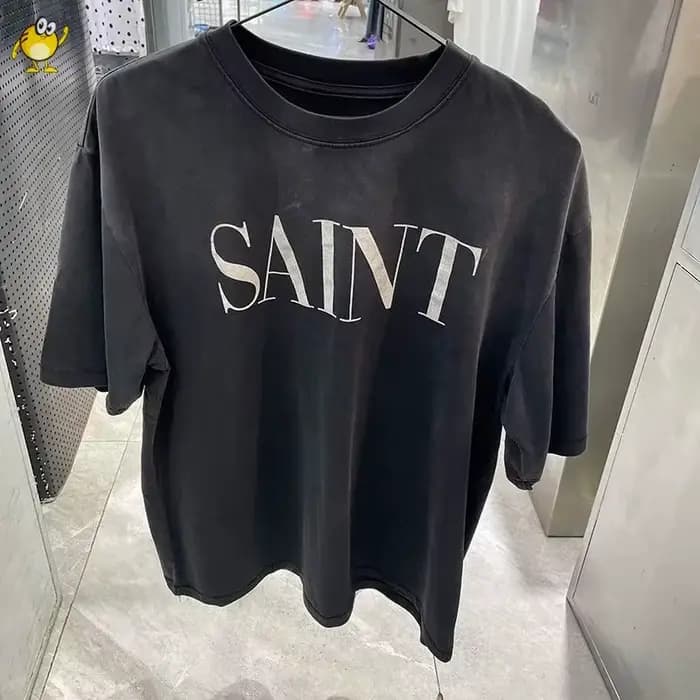 T-shirt rétro à manches courtes avec logo SAINT pour hommes et femmes, vêtements de rue, haut imprim