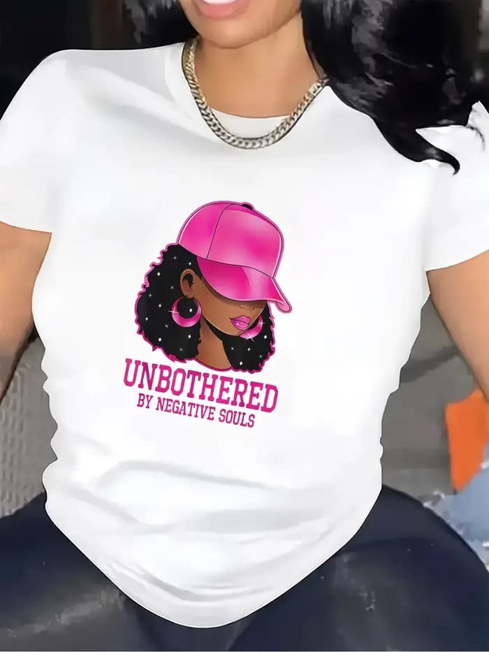 T-shirt pour femme, motif graphique décontracté pour un usage quotidien