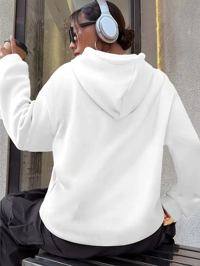 Milano Italie Sweat à capuche en polyester pour femme 100% tissu tricoté imprimé Alphabet Sweat-shirt décontracté à manches longues avec poche