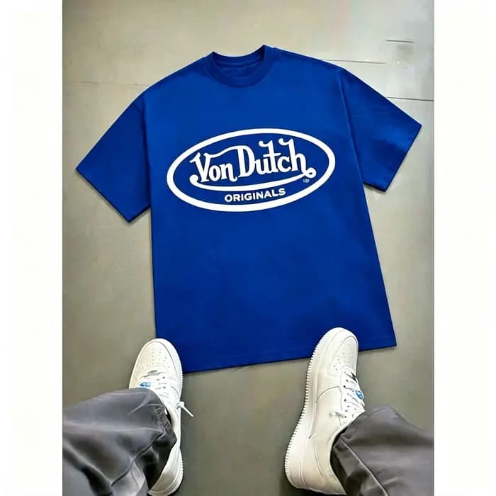 【Nouveauté】T-shirt graphique surdimensionné avec logo ovale Von Dutch Originals | T-shirt blanc en