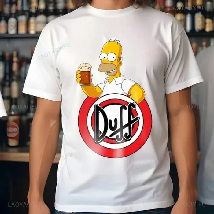HOMER The SIMPSON Duff BEER Circle Logo T-Shirt années 80 90 Vintage Décontracté Mode Lâche Homme Streetwear Coton Y2K Femmes T-Shirt
