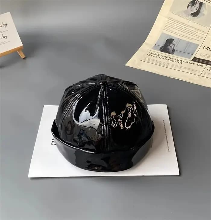 Casquette béret en faux cuir pu pour hommes et femmes