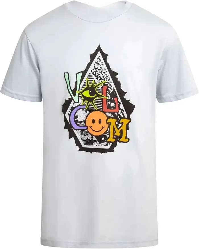 T-shirt rétro psychédélique kaléidoscope Volcom, marque tendance pour le surf et les sports, en coton, avec motif graphique, pour hommes et femmes, streetwear d'été