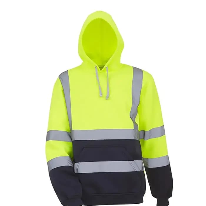 Hi Vis – sweat à capuche avec poche pour homme, haut à cordon de serrage, pour travaux de Construction, urgence sur la route