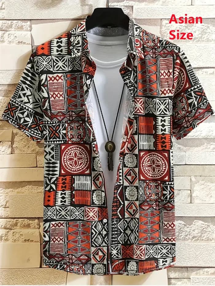 Hawaï chemises pour hommes 3D Paisley graphique à manches courtes T-shirt décontracté revers boutons