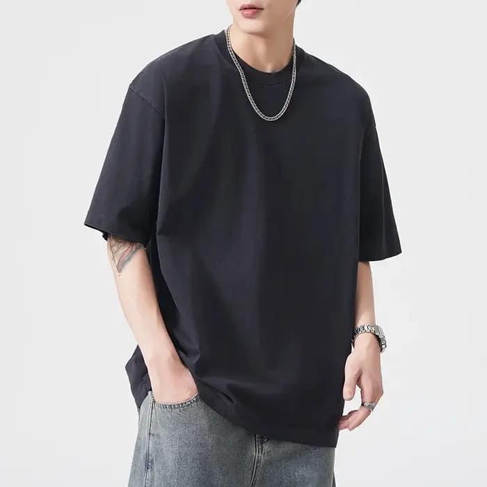 DUKEEN 260Gsm T-Shirt délavé en détresse hommes mode d'été Vintage imprimé col rond 100% coton t-shi