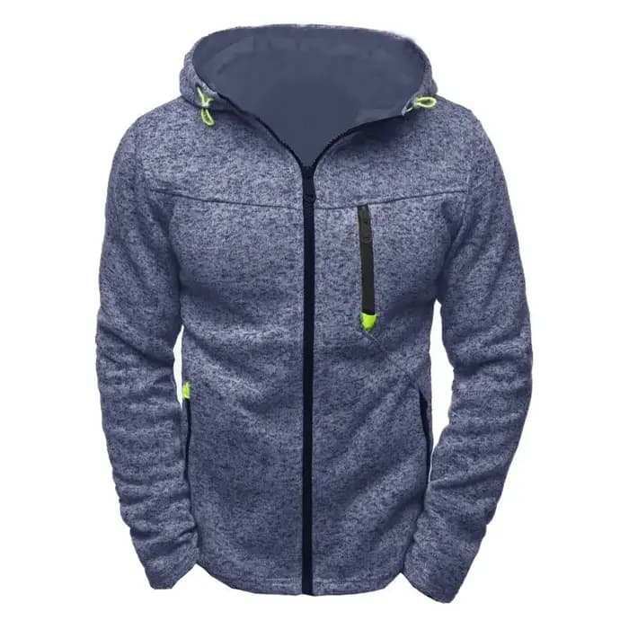Sweat à capuche pour hommes avec poches latérales à glissière mince laine couleur unie survêtement décontracté quotidien