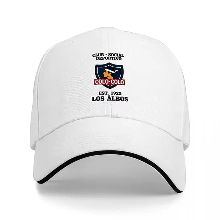 Casquette de baseball noire Club Social Deportivo Colo Colo Los Albo avec logo brodé et bordure blan