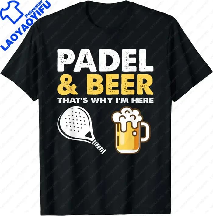 T-shirt drôle Padel & Beer That'st Why I'm Here pour hommes, vêtements de raquettes de tennis, t-shi