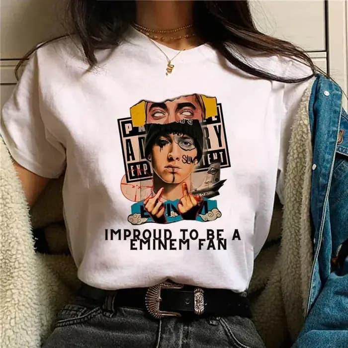 T-shirt femme graphique, streetwear, humoristique, japonais, Eminem, 600