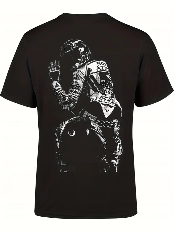 T-shirt pour homme pour la course moto avec le numéro 46 - Un design rétro ressemblant à un maillot