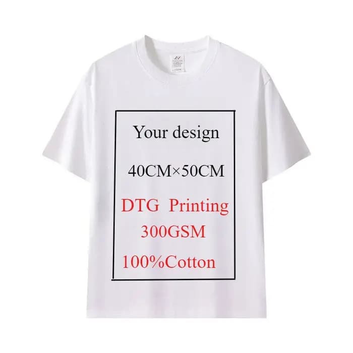 T-shirt personnalisé DTG impression 300GSM 100% coton hommes T-shirts de haute qualité ample décontracté femmes