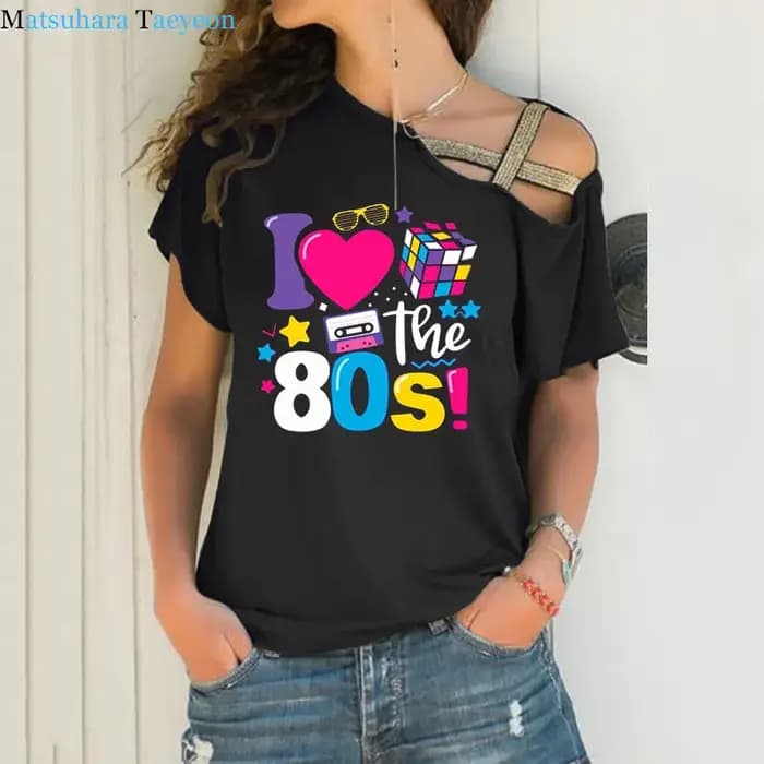 J'aime les 80 t-shirt pour les femmes fête drôle Vintage t-shirts meilleur cadeau hauts