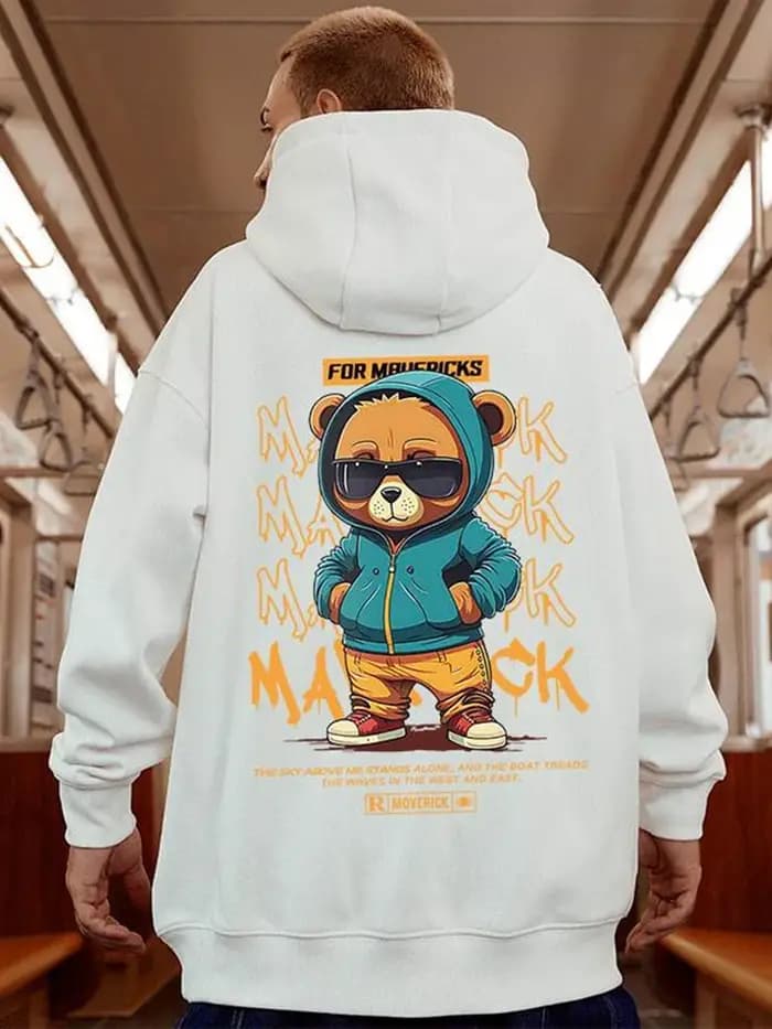 Sweats à capuche à imprimé graphique ours pour hommes